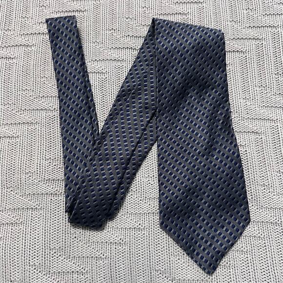 Faconnable Other - Faconnable navy and silver woven basketweave silk tie